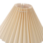 Pleated Table Lamp with Remote Control Modern Beige Fabric Shade Rattan Base Nightstand Lamp for Bedside Living Room Home Office Decor