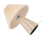 Pleated Table Lamp with Remote Control Modern Beige Fabric Shade Rattan Base Nightstand Lamp for Bedside Living Room Home Office Decor