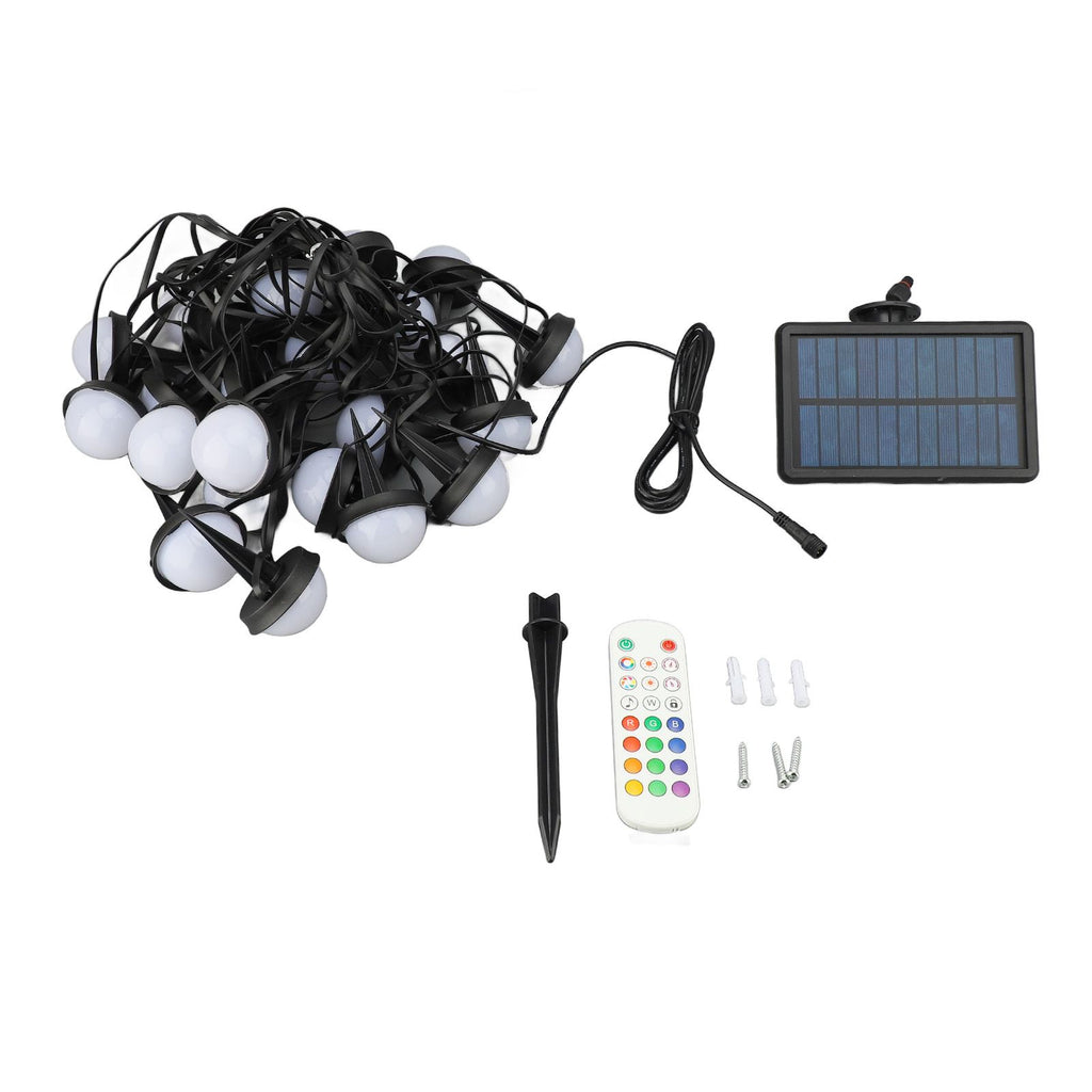 Ground String Light 25 RGB Bulbs IP66 Waterproof APP Bluetooth 2.4G Remote Control Solar Powered Outdoor Ground Light
