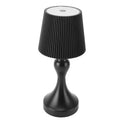 LED Cordless Table Lamp Iron Plastic Pleated Touch Control Stepless Dimmable USB Rechargeable Nightstand Lamp for Bedroom Office Bar Black