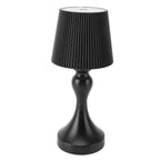 LED Cordless Table Lamp Iron Plastic Pleated Touch Control Stepless Dimmable USB Rechargeable Nightstand Lamp for Bedroom Office Bar Black