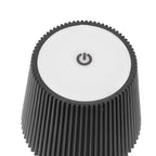 LED Cordless Table Lamp Iron Plastic Pleated Touch Control Stepless Dimmable USB Rechargeable Nightstand Lamp for Bedroom Office Bar Black