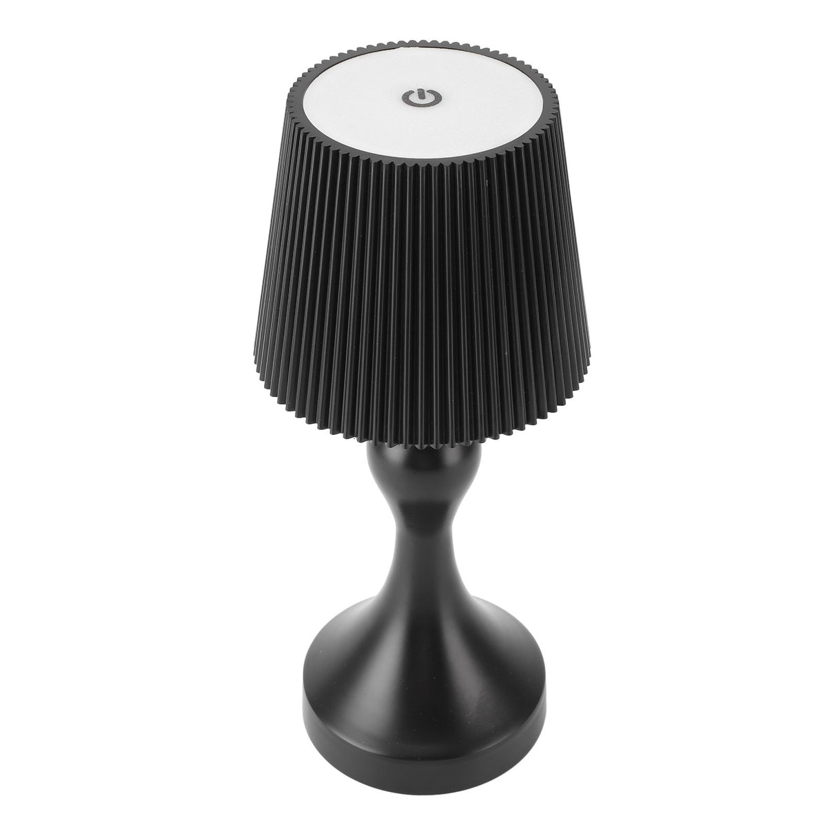 LED Cordless Table Lamp Iron Plastic Pleated Touch Control Stepless Dimmable USB Rechargeable Nightstand Lamp for Bedroom Office Bar Black