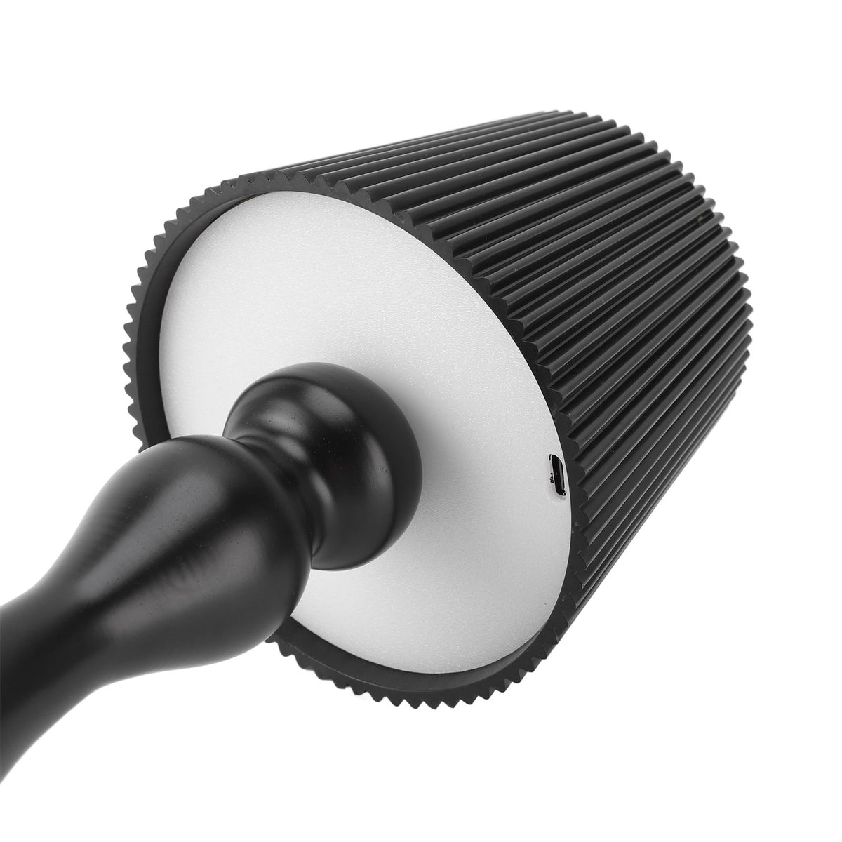 LED Cordless Table Lamp Iron Plastic Pleated Touch Control Stepless Dimmable USB Rechargeable Nightstand Lamp for Bedroom Office Bar Black