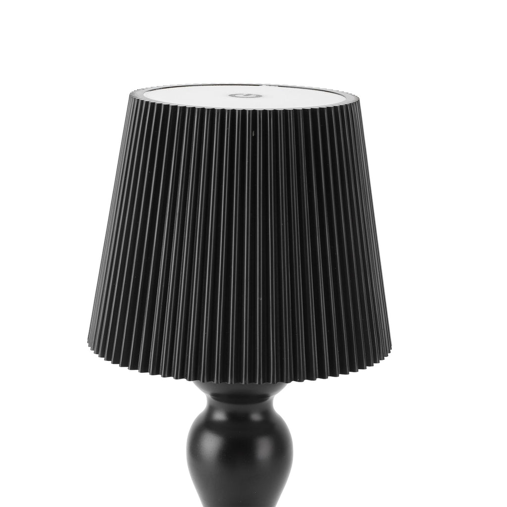 LED Cordless Table Lamp Iron Plastic Pleated Touch Control Stepless Dimmable USB Rechargeable Nightstand Lamp for Bedroom Office Bar Black