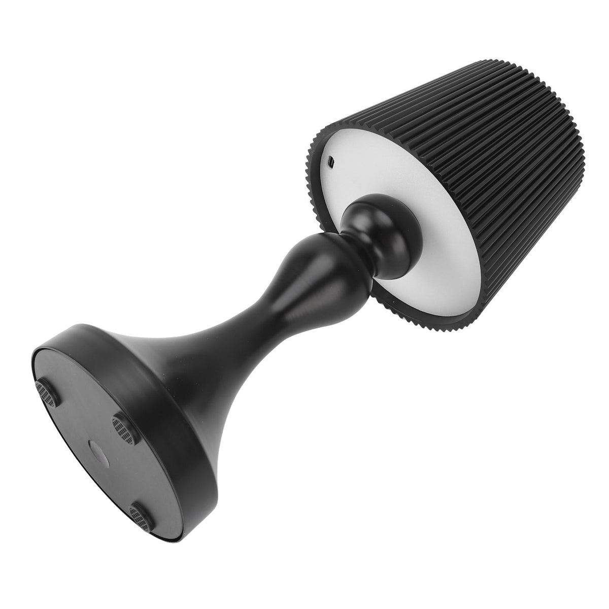 LED Cordless Table Lamp Iron Plastic Pleated Touch Control Stepless Dimmable USB Rechargeable Nightstand Lamp for Bedroom Office Bar Black