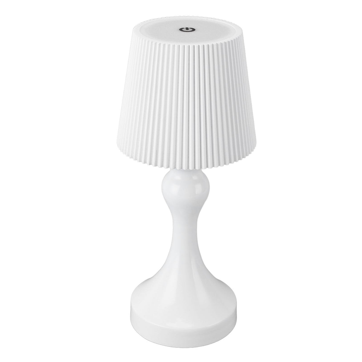 LED Cordless Table Lamp Iron Plastic Pleated Touch Control Stepless Dimmable USB Rechargeable Nightstand Lamp for Bedroom Office Bar White