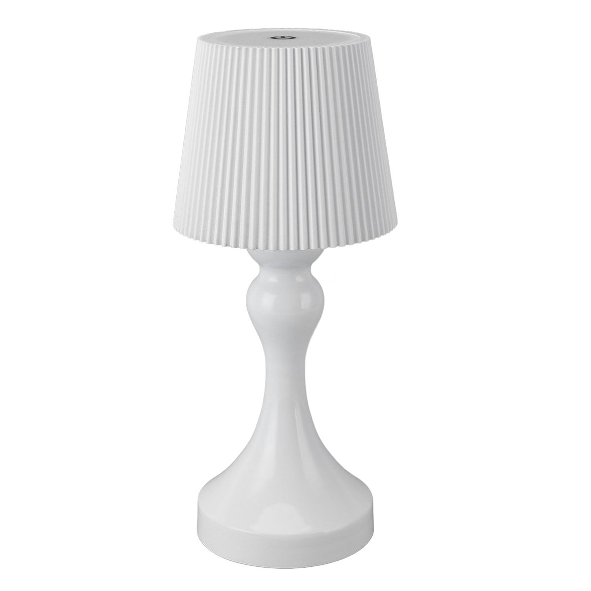 LED Cordless Table Lamp Iron Plastic Pleated Touch Control Stepless Dimmable USB Rechargeable Nightstand Lamp for Bedroom Office Bar White