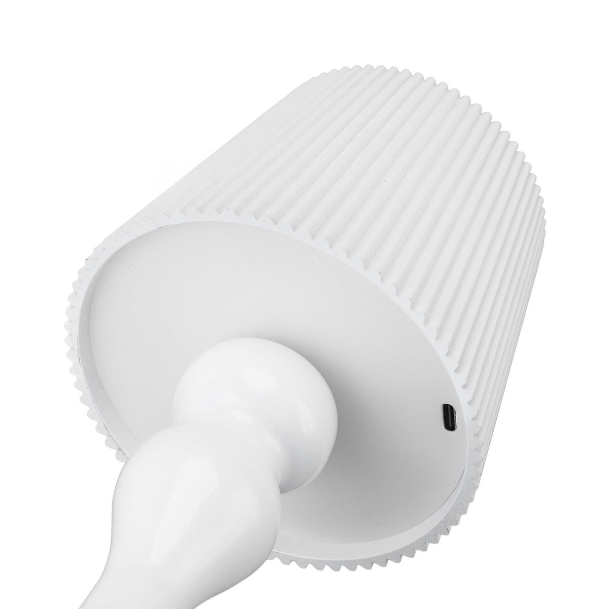 LED Cordless Table Lamp Iron Plastic Pleated Touch Control Stepless Dimmable USB Rechargeable Nightstand Lamp for Bedroom Office Bar White