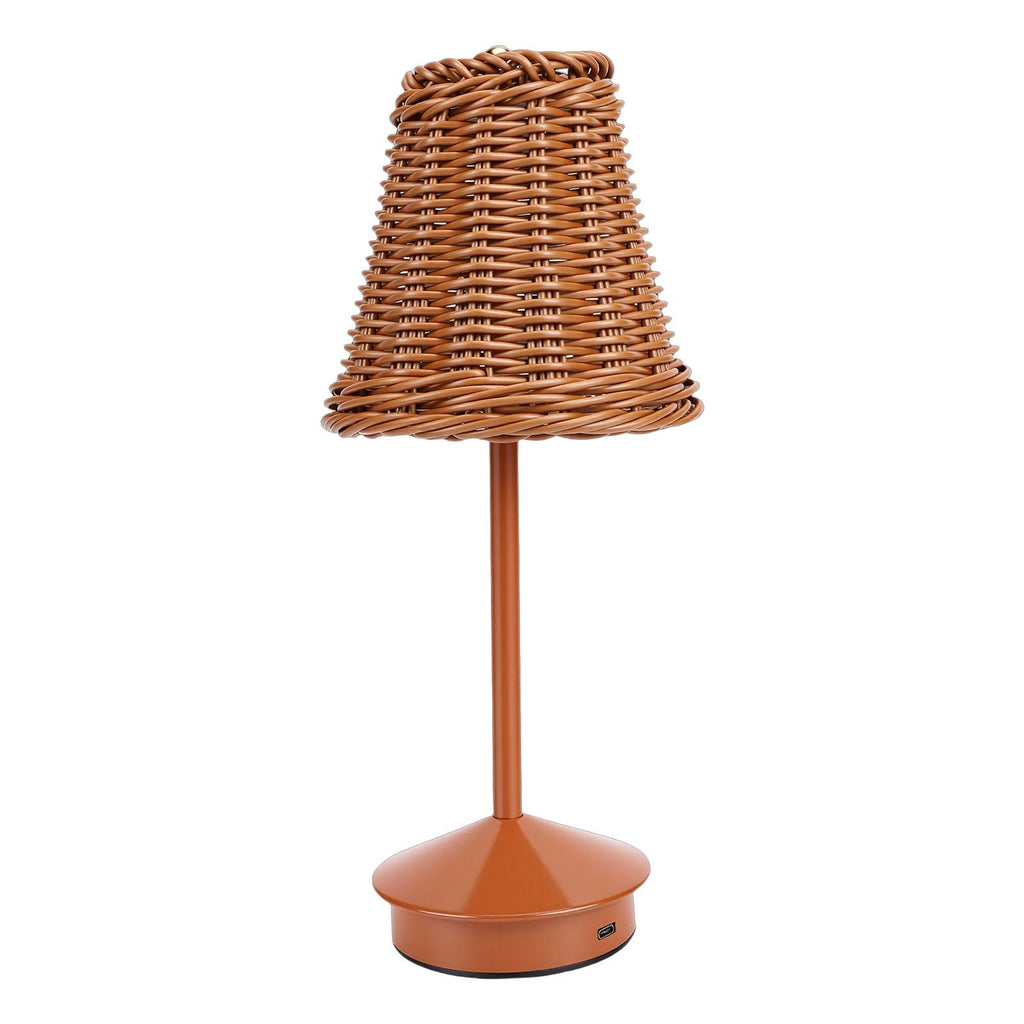 Boho Rattan Table Lamp LED Rechargeable Reading Light 3 Color Touch Control Dimmable Bedside Lamp for Living Room Bedroom Office Home Outdoor