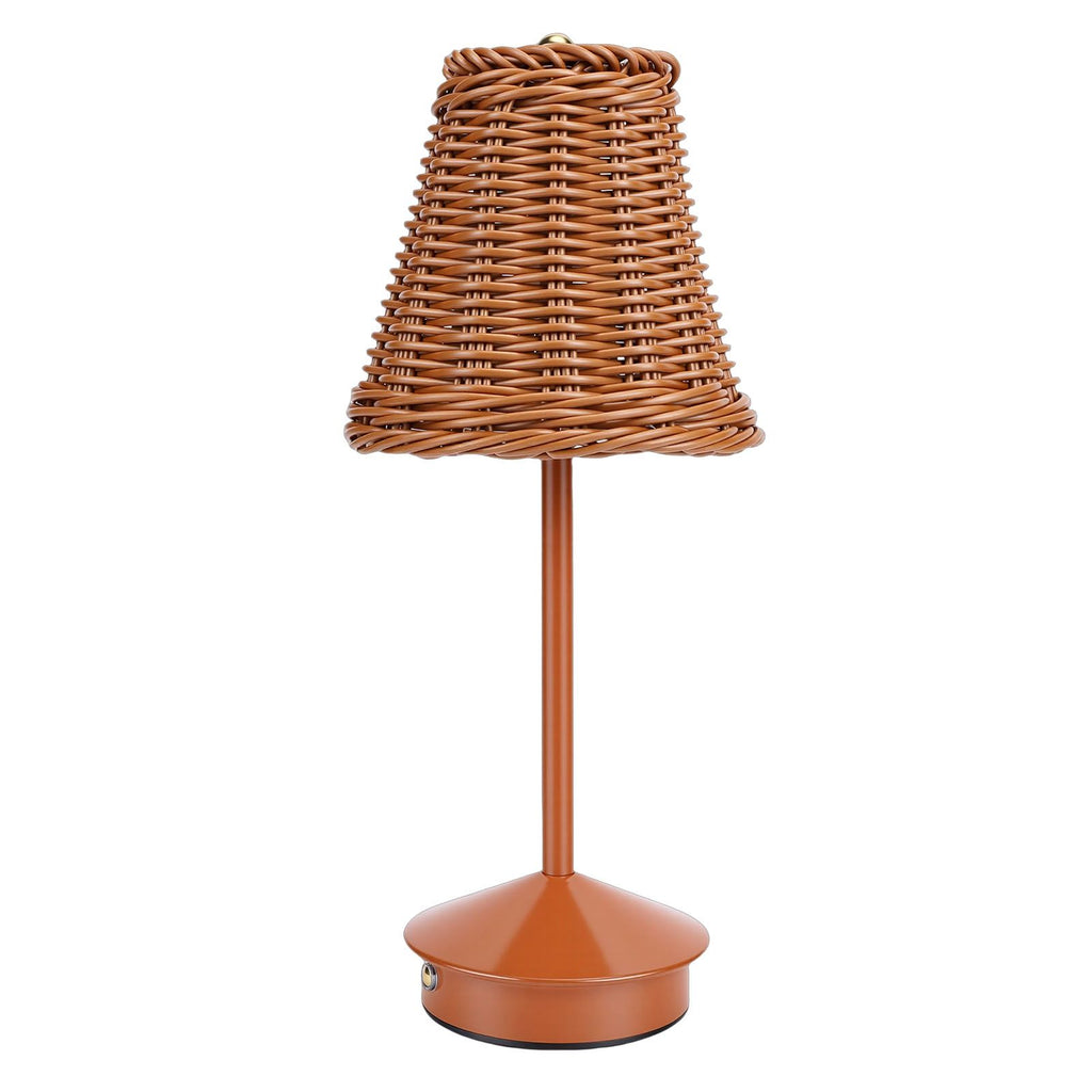 Boho Rattan Table Lamp LED Rechargeable Reading Light 3 Color Touch Control Dimmable Bedside Lamp for Living Room Bedroom Office Home Outdoor