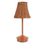Boho Rattan Table Lamp LED Rechargeable Reading Light 3 Color Touch Control Dimmable Bedside Lamp for Living Room Bedroom Office Home Outdoor