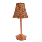 Boho Rattan Table Lamp LED Rechargeable Reading Light 3 Color Touch Control Dimmable Bedside Lamp for Living Room Bedroom Office Home Outdoor
