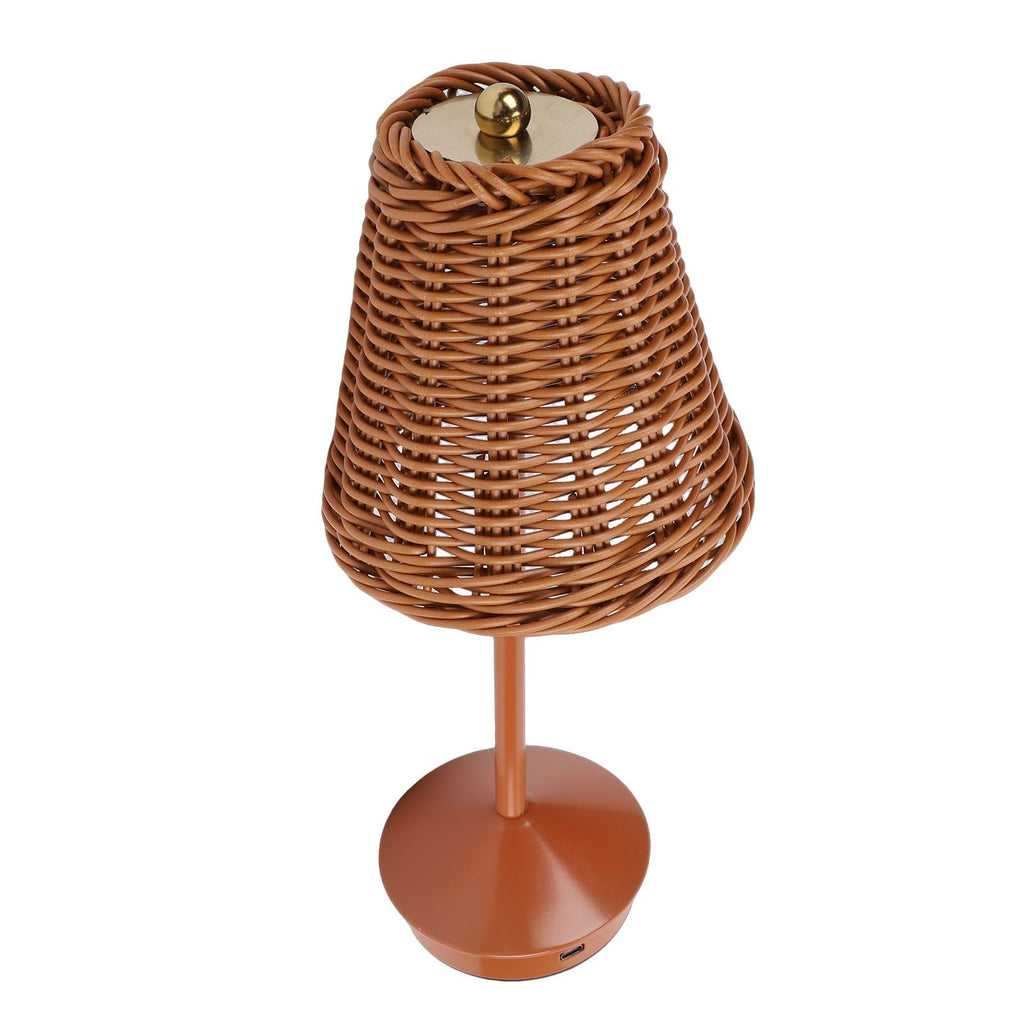 Boho Rattan Table Lamp LED Rechargeable Reading Light 3 Color Touch Control Dimmable Bedside Lamp for Living Room Bedroom Office Home Outdoor