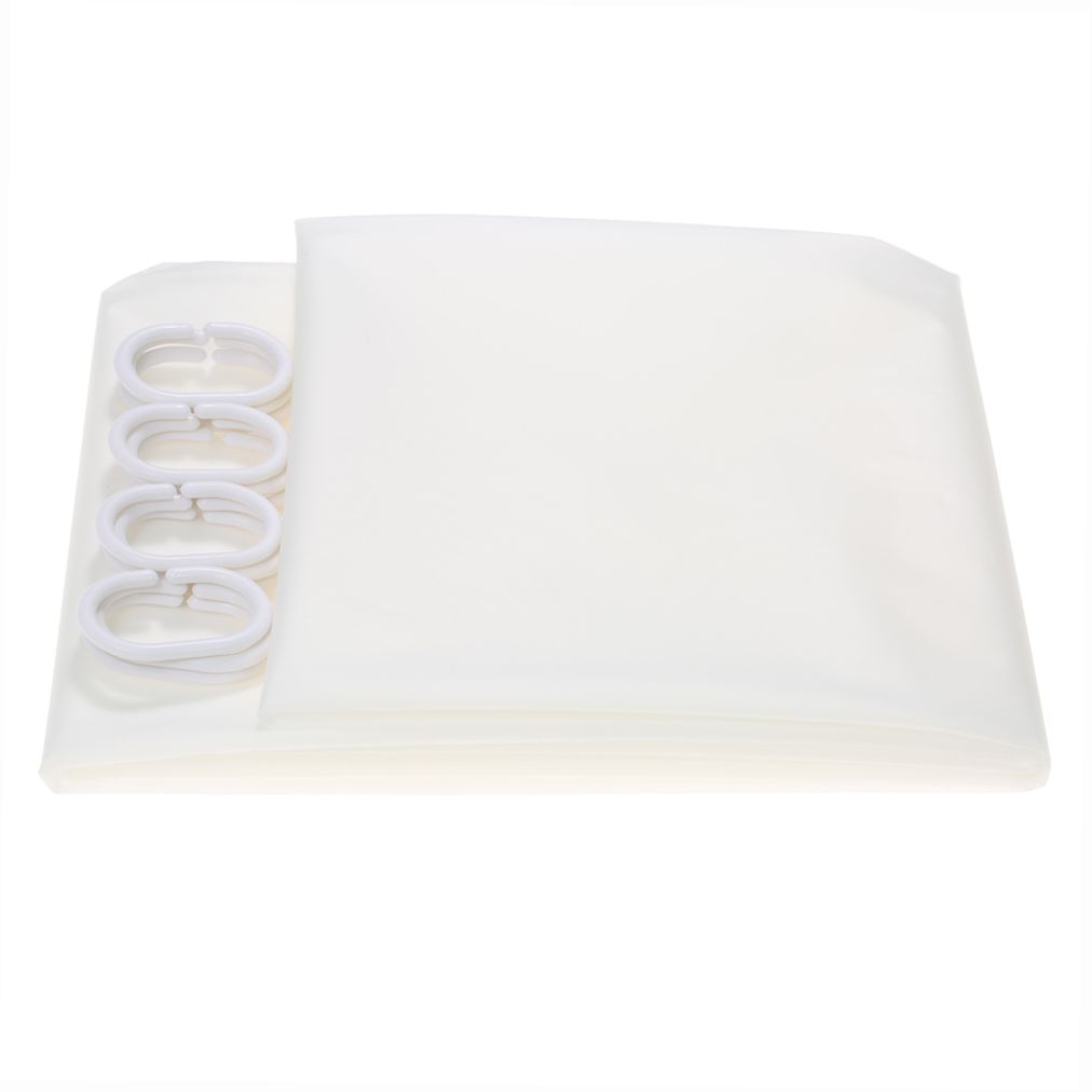 Htovila 72 * 72'' White PEVA Waterproof Mildewproof Shower Curtain Privacy Protection Home Hotel Bathroom Curtain with 12pcs Hooks