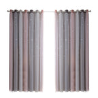 Star Curtains Stars Blackout Curtains for Kids Girls Bedroom Living Room Colorful Double Layer Star Window Curtains, 2 Panels (40''W x 52''L，Grey)
