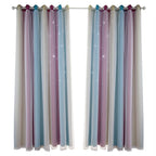 Star Curtains Stars Blackout Curtains for Kids Girls Bedroom Living Room Colorful Double Layer Star Window Curtains, 2 Panels (53''W x 85''L，Purple)