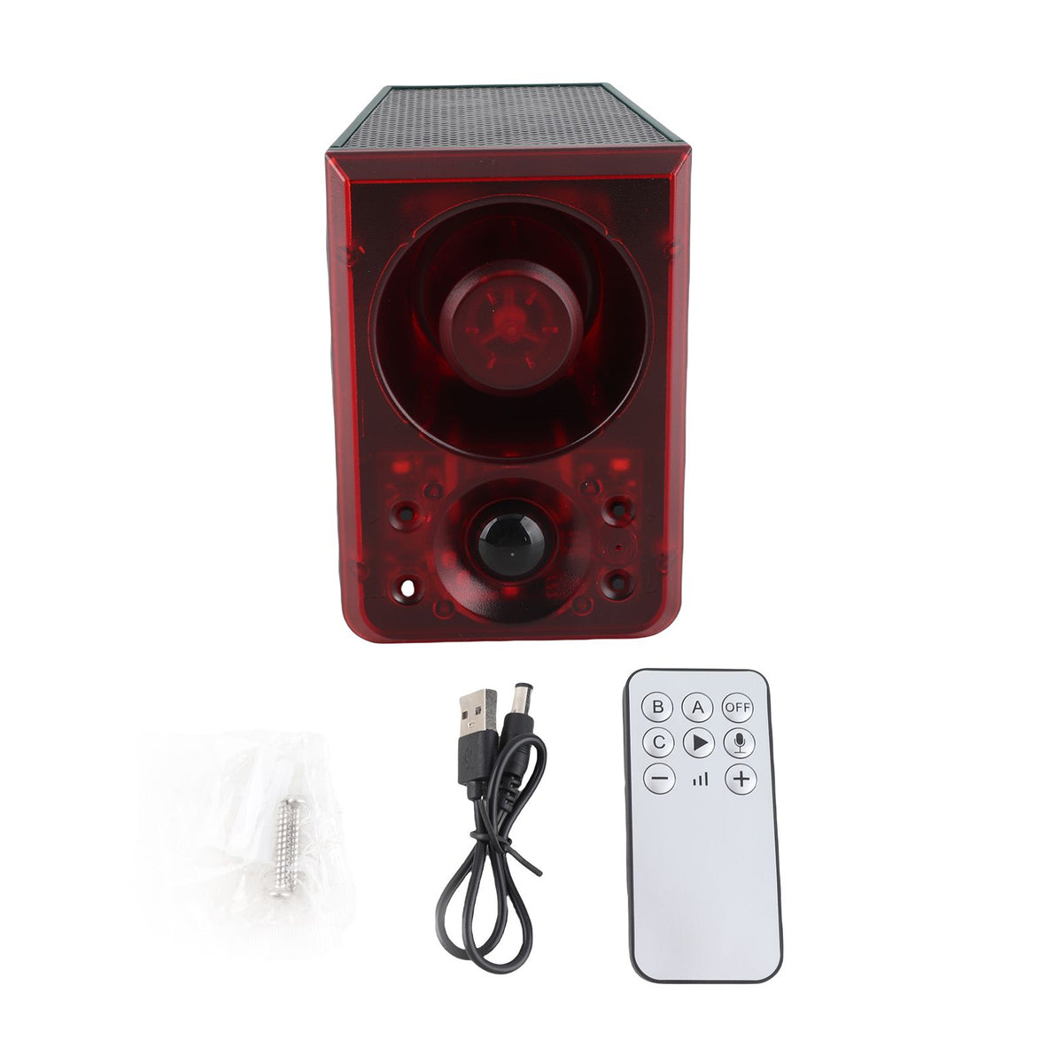Solar Outdoor Motion Sensor Alarm with Remote Control 3 Mode Sound and Light Alarm and Recording Adjustable Volume Motion Detector Alarm Light for Farm Villa Barn Yard Chicken Coop Solar Strobe