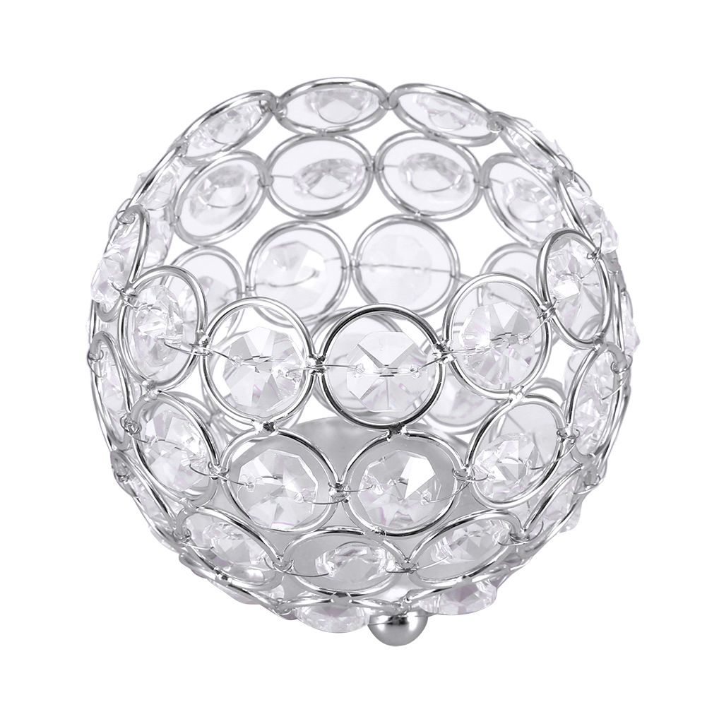 Crystal Tea Light Candle Holders Wedding Decor Table Centerpieces (Silver Diameter 10cm)