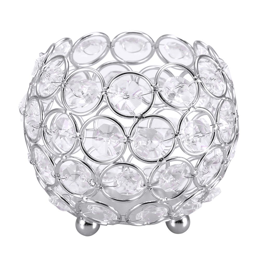Crystal Tea Light Candle Holders Wedding Decor Table Centerpieces (Silver Diameter 10cm)