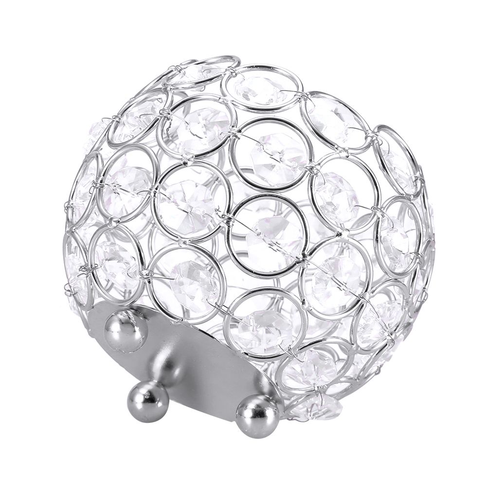 Crystal Tea Light Candle Holders Wedding Decor Table Centerpieces (Silver Diameter 10cm)