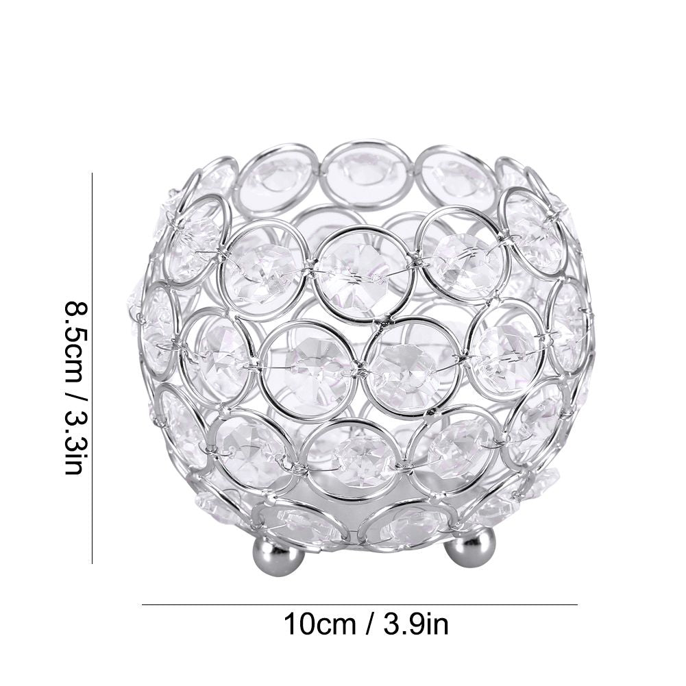 Crystal Tea Light Candle Holders Wedding Decor Table Centerpieces (Silver Diameter 10cm)