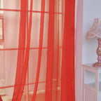 Sheer Rod Pocket Window Curtain Bedroom Balcony Drape Curtain Window Treatment (Red)