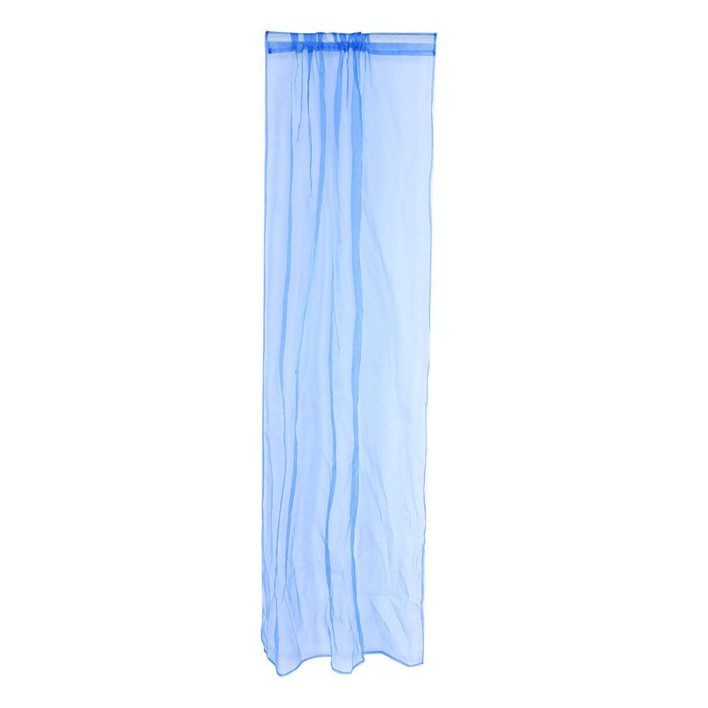 Sheer Rod Pocket Window Curtain Bedroom Balcony Drape Curtain Window Treatment (Dark Blue)