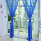 Sheer Rod Pocket Window Curtain Bedroom Balcony Drape Curtain Window Treatment (Dark Blue)
