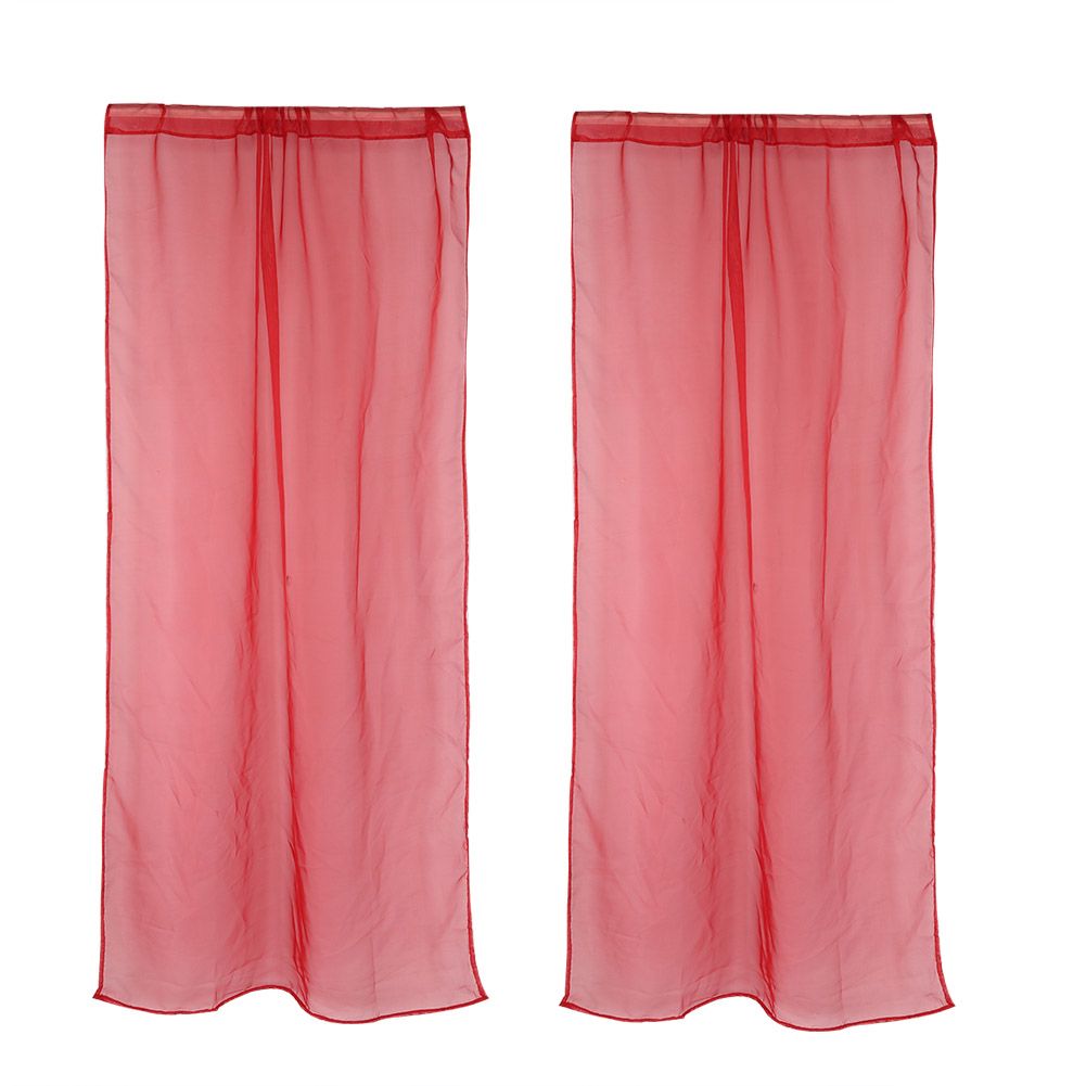 Sheer Window Curtain Bedroom Balcony Drape Curtain Window Treatment (Red)
