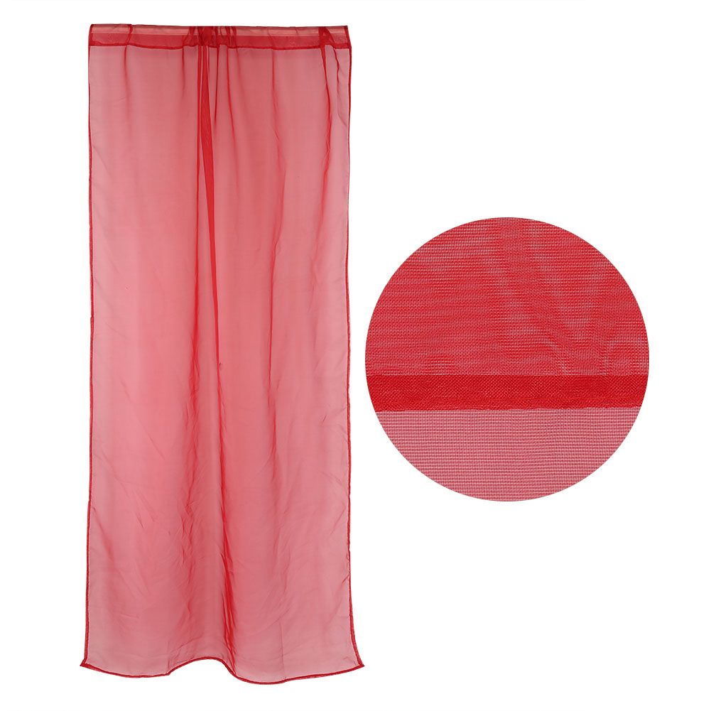 Sheer Window Curtain Bedroom Balcony Drape Curtain Window Treatment (Red)