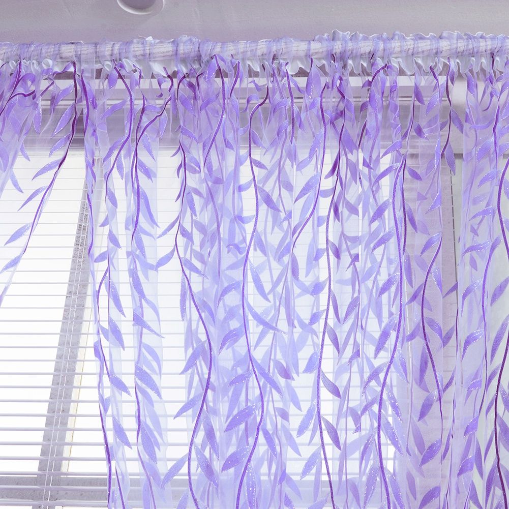 Sheer Window Rod Pocket Curtain Bedroom Balcony Drape Curtain Window Treatment(Purple)