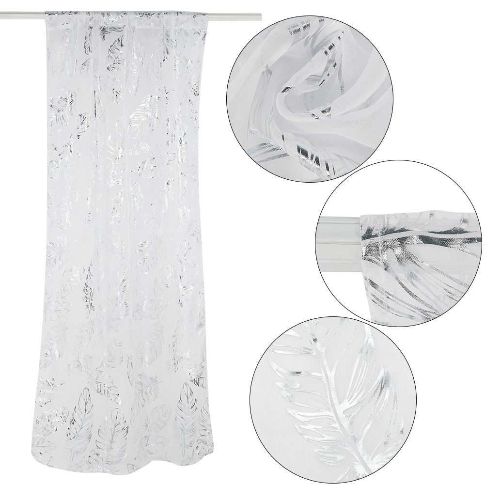 Tulle Window Door Curtain Drape Bedroom Living Room Coffee Shop (Silver)