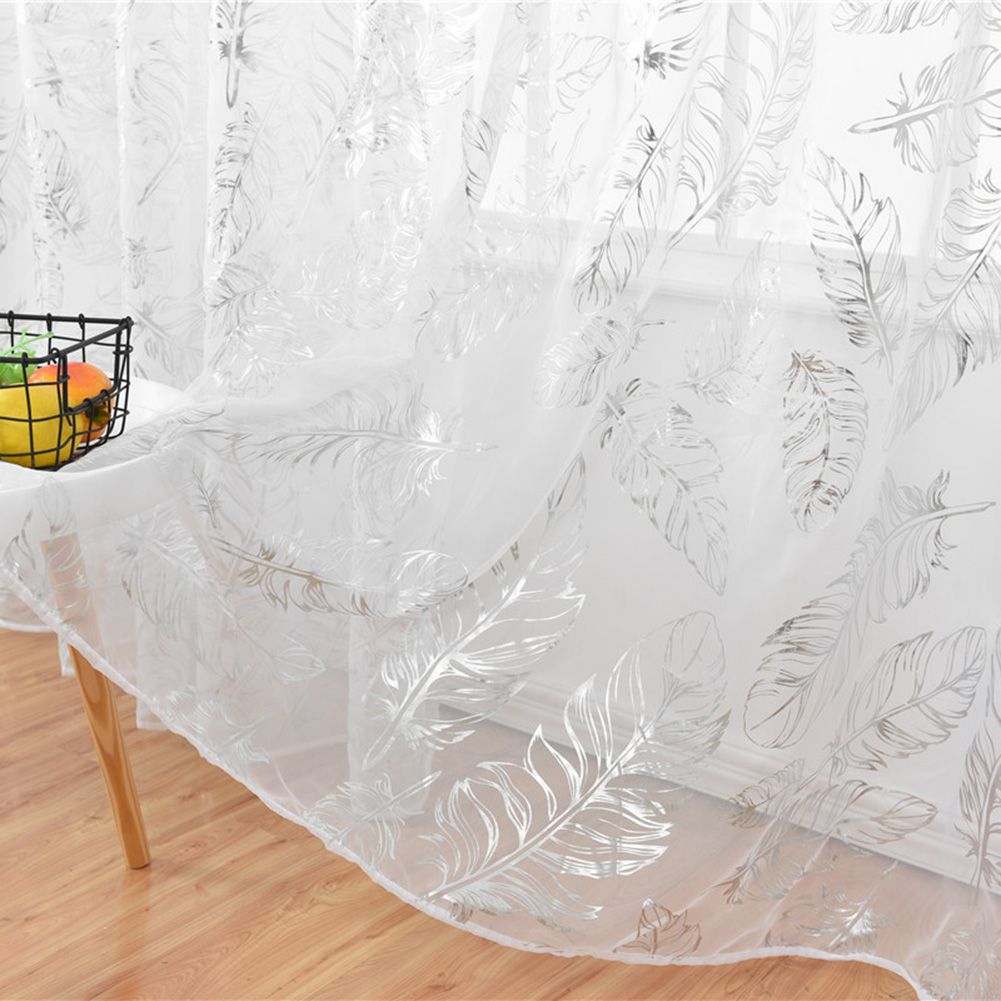 Tulle Window Door Curtain Drape Bedroom Living Room Coffee Shop (Silver)