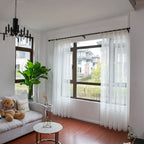 Polyester Window Curtain Valances Voile Bedroom Living Room Decor (White)