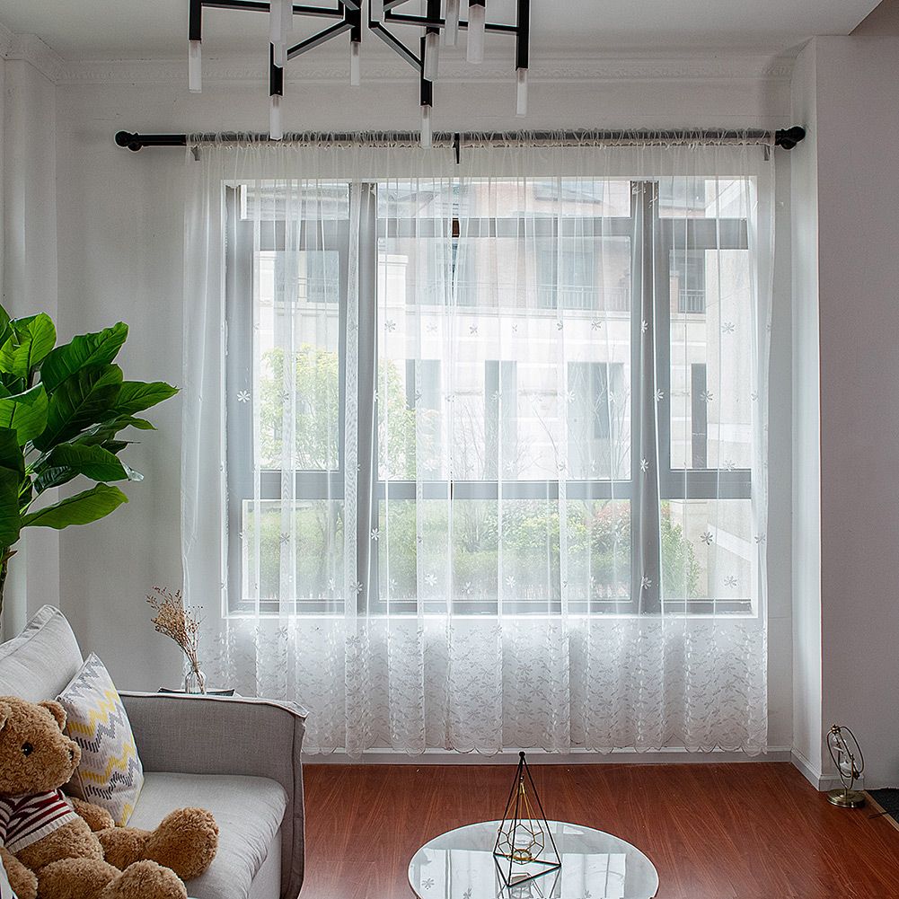 Polyester Window Curtain Valances Voile Bedroom Living Room Decor (White)