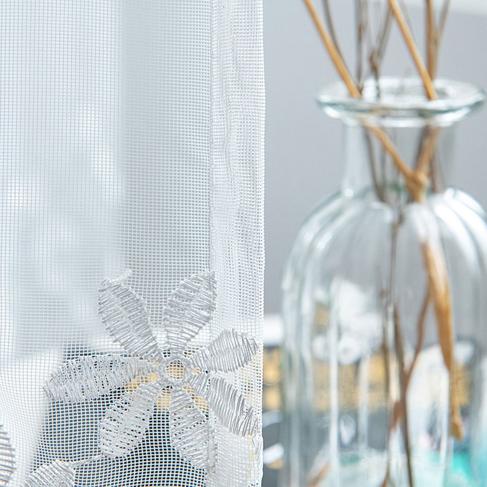 Polyester Window Curtain Valances Voile Bedroom Living Room Decor (White)