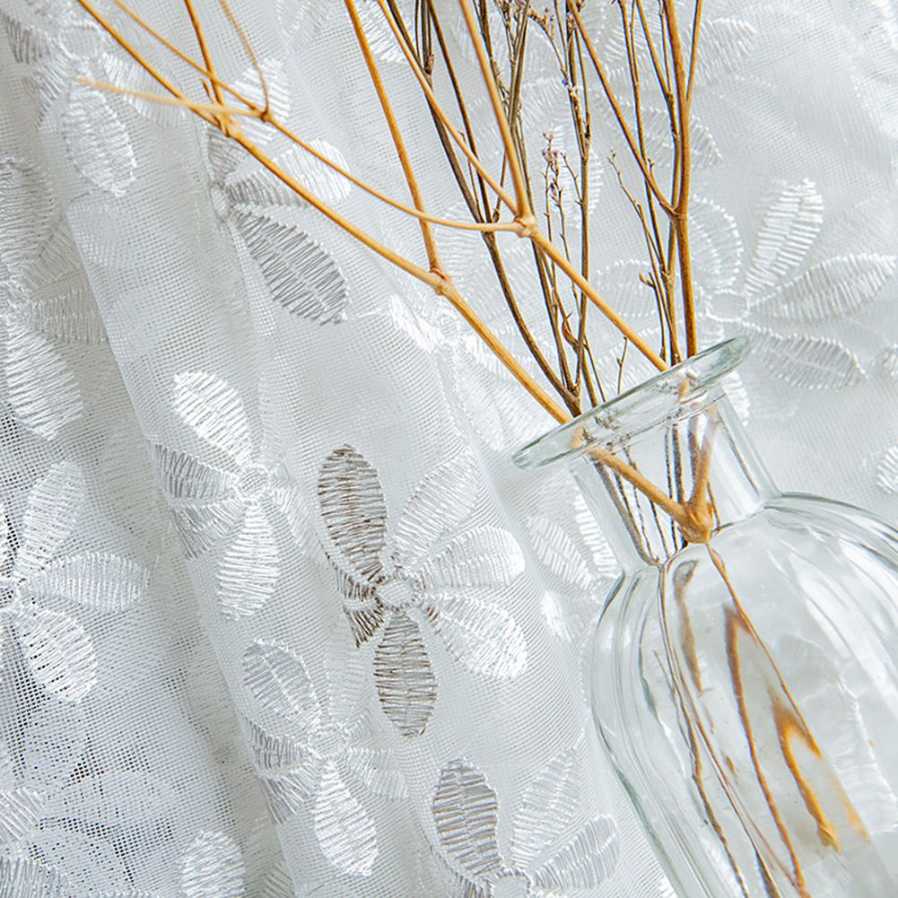 Polyester Window Curtain Valances Voile Bedroom Living Room Decor (White)