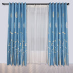 Polyester Window Curtain Shade Bedroom Living Room Kitchen Decor (Blue)
