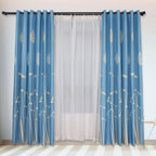 Polyester Window Curtain Shade Bedroom Living Room Kitchen Decor (Blue)
