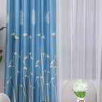 Polyester Window Curtain Shade Bedroom Living Room Kitchen Decor (Blue)