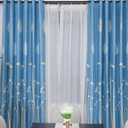Polyester Window Curtain Shade Bedroom Living Room Kitchen Decor (Blue)