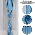 Polyester Window Curtain Shade Bedroom Living Room Kitchen Decor (Blue)