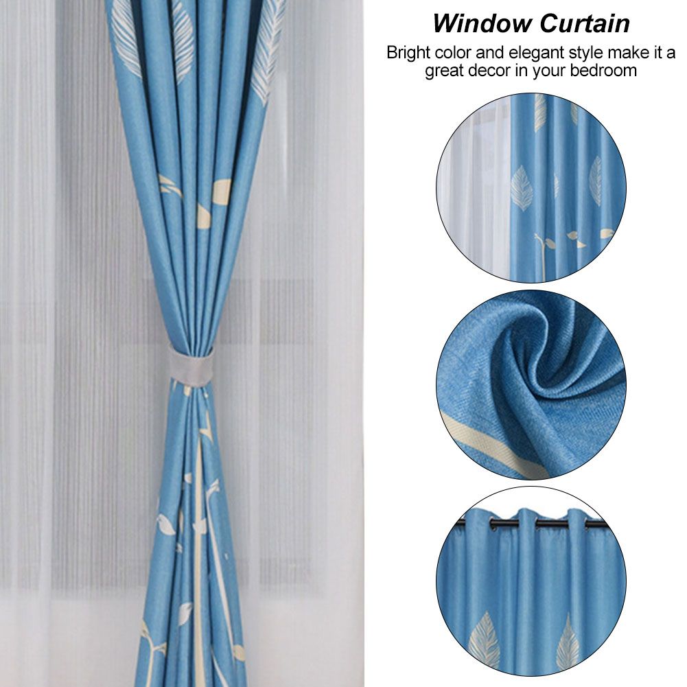 Polyester Window Curtain Shade Bedroom Living Room Kitchen Decor (Blue)