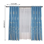 Polyester Window Curtain Shade Bedroom Living Room Kitchen Decor (Blue)