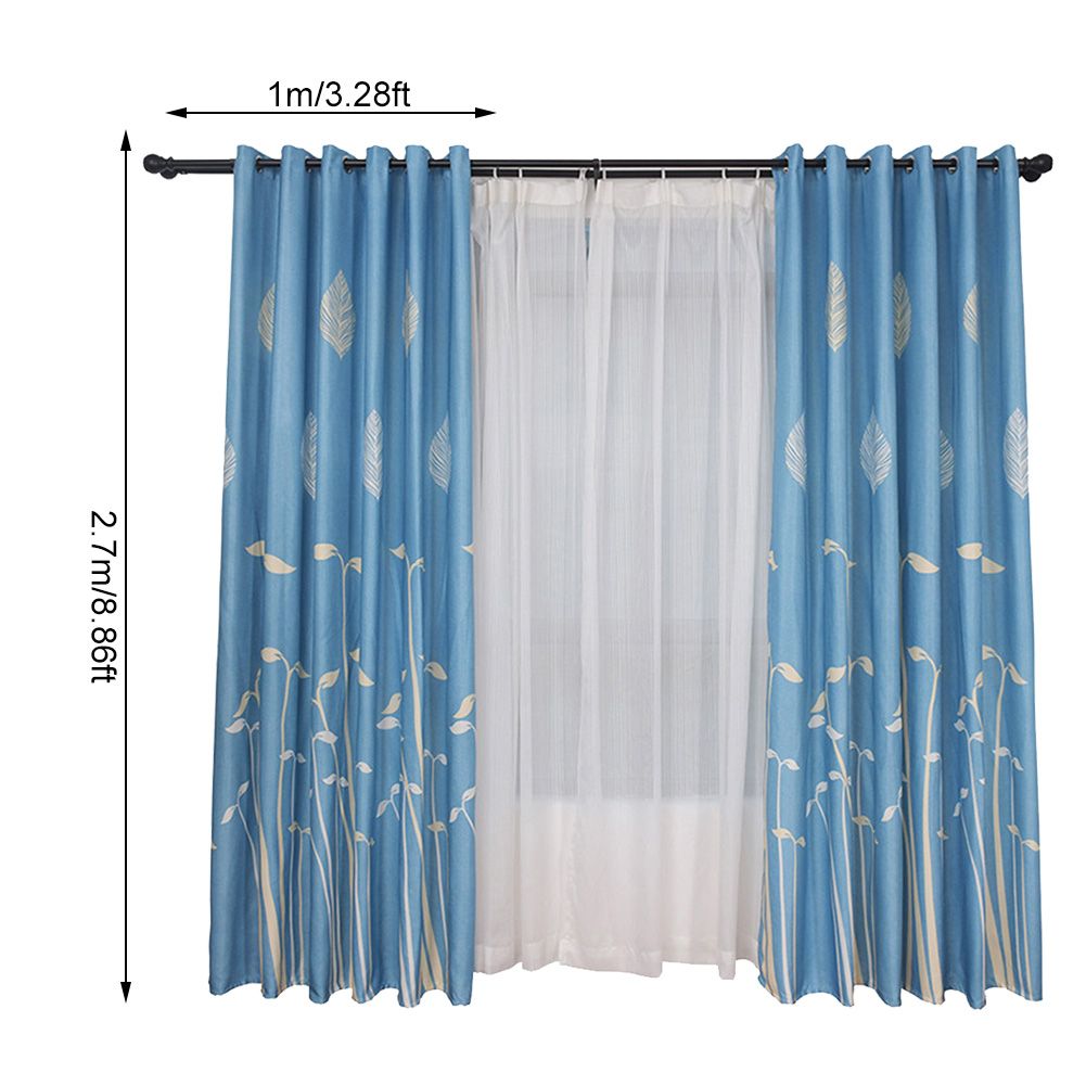Polyester Window Curtain Shade Bedroom Living Room Kitchen Decor (Blue)