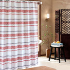 Polyester Striped Painting Shower Bath Curtain Waterproof Bathroom Curtain (S)