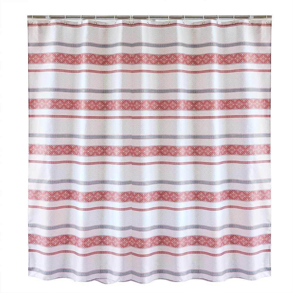 Polyester Striped Painting Shower Bath Curtain Waterproof Bathroom Curtain (S)