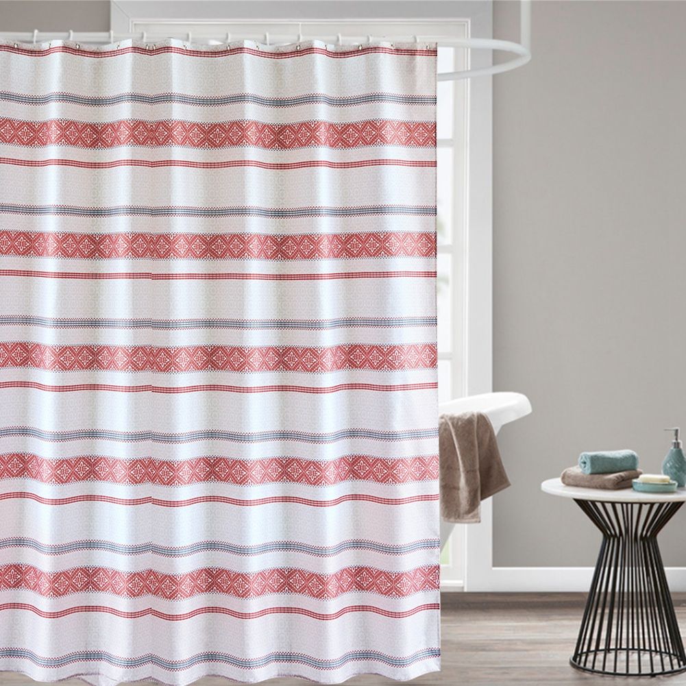 Polyester Striped Painting Shower Bath Curtain Waterproof Bathroom Curtain (S)