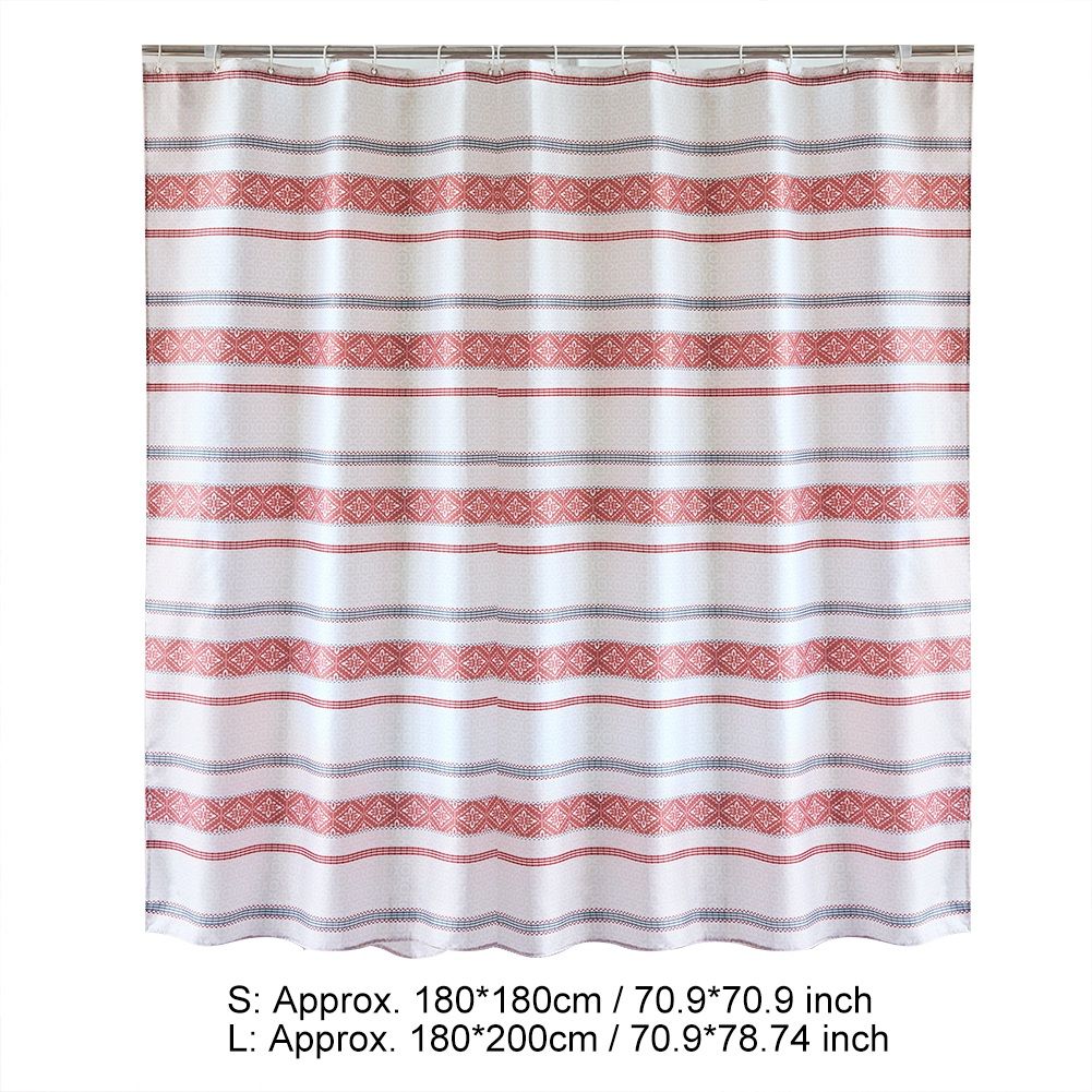 Polyester Striped Painting Shower Bath Curtain Waterproof Bathroom Curtain (S)